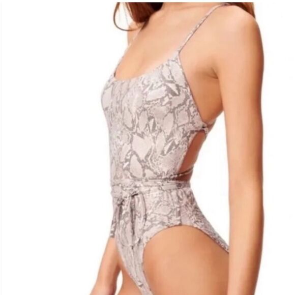 Good American Barely There One-Piece Swimsuit in Sand Snake Size XL NEW - Picture 6 of 12